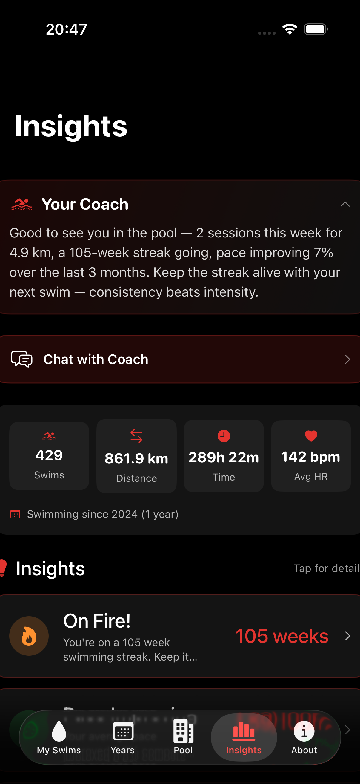 Swim Dashboard Insights